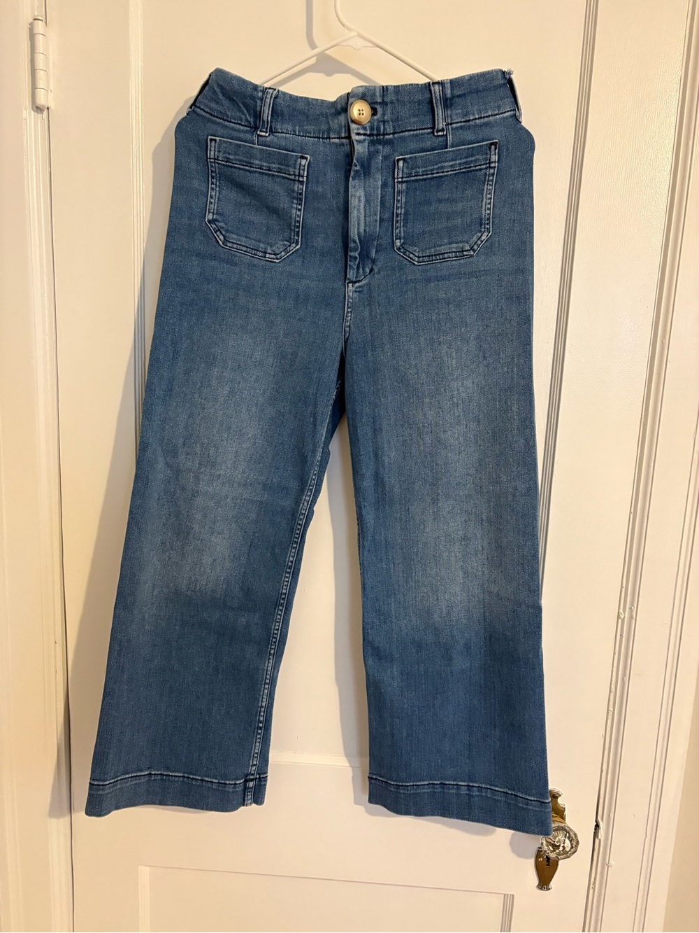Anthropologie Medium Blue Cropped Wide-Leg Jeans